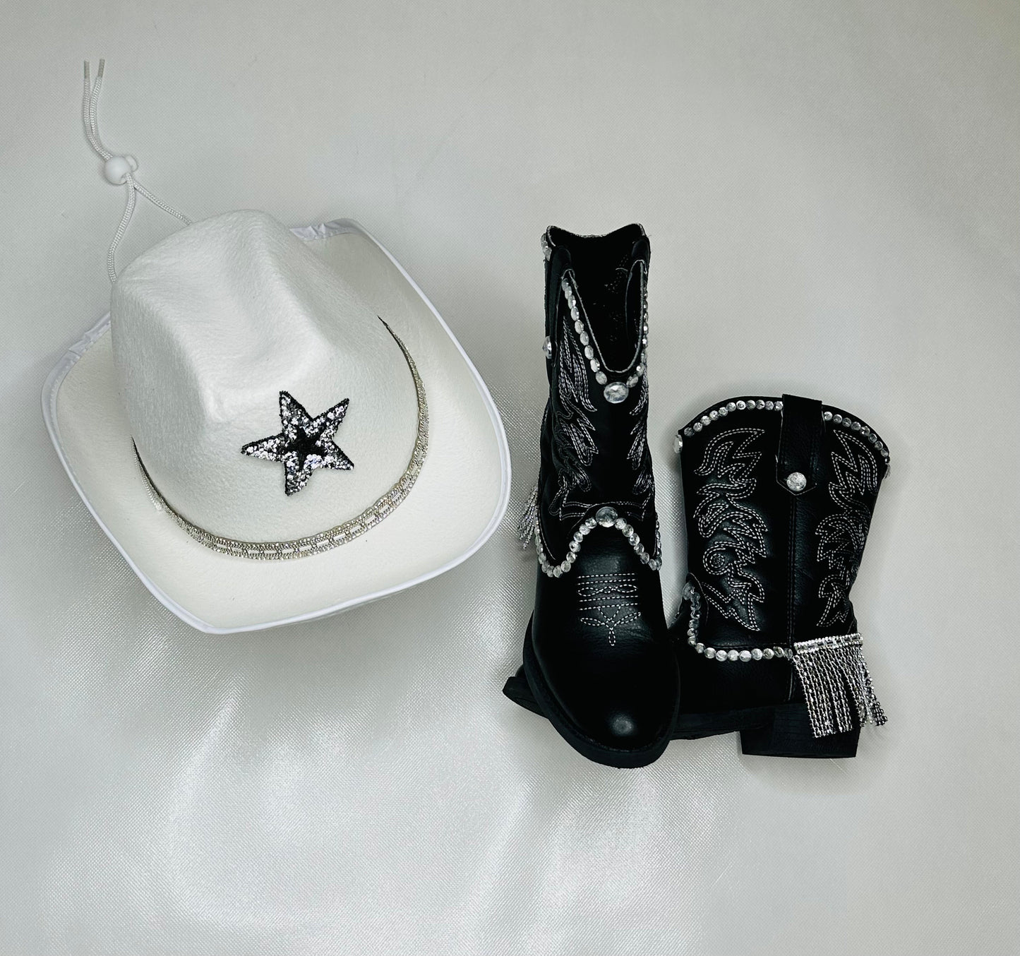 Sparkling Rhinestone Fringe Cowgirl Boots and Hat for Kids Sold Separately | Western Glam | Wholesome Goods Co