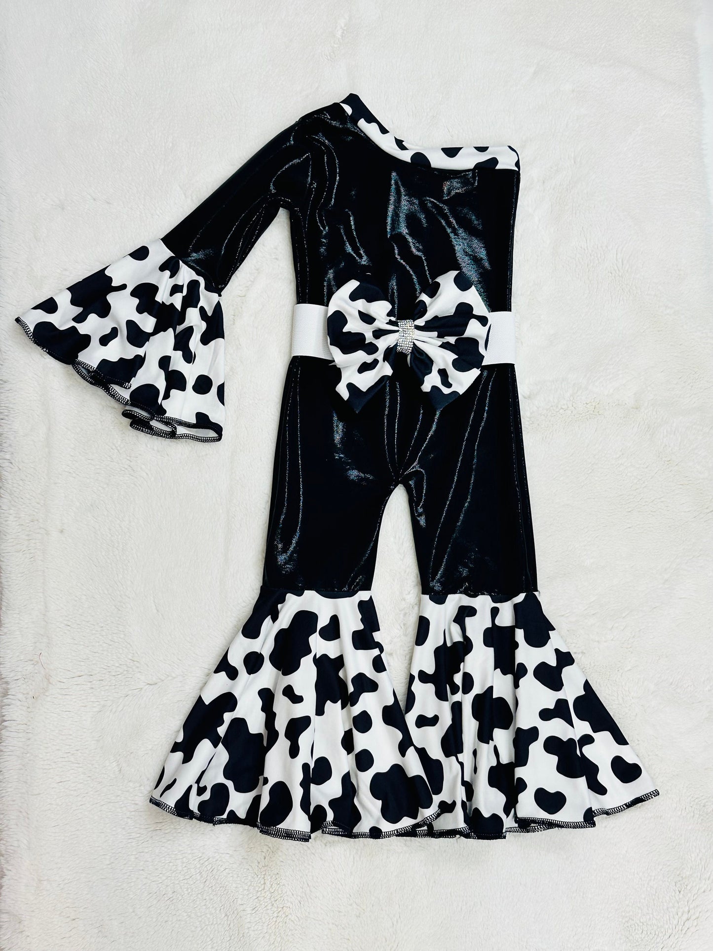 Get Your Little Cowgirl Ready for the Rodeo with Our Western Chic One Shoulder Jumpsuit - Perfect for Pageants, Cowgirl Parties, and More.