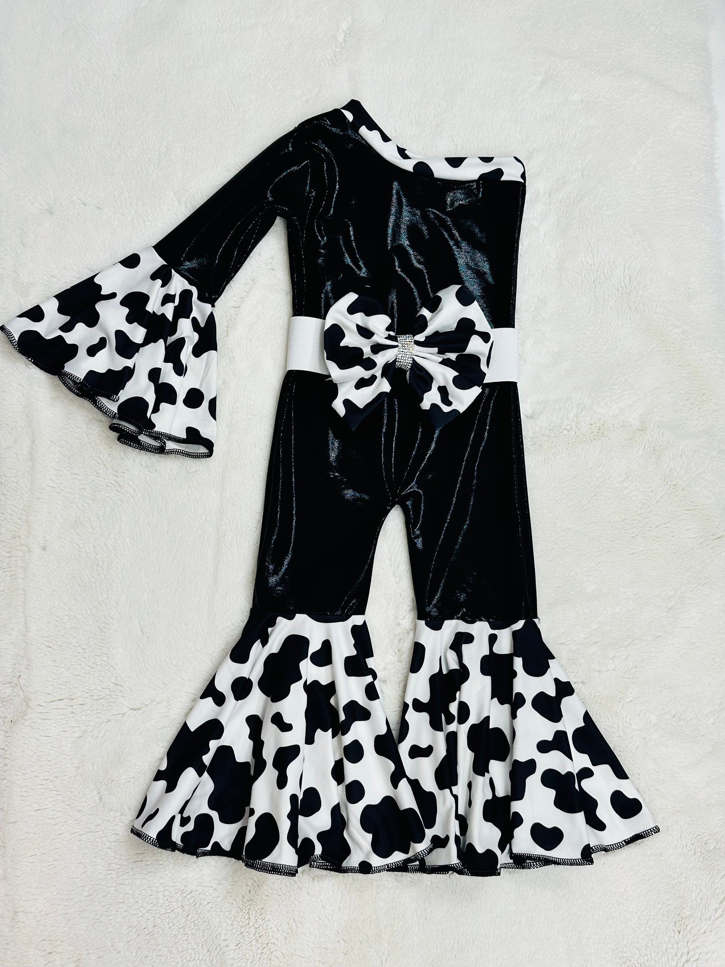 Get Your Little Cowgirl Ready for the Rodeo with Our Western Chic One Shoulder Jumpsuit - Perfect for Pageants, Cowgirl Parties, and More.