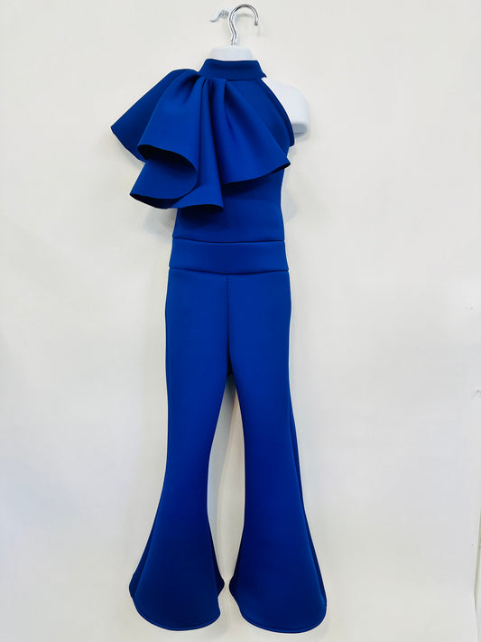 Custom Pageant Neoprene Scuba Jumpsuit with Ruffles, Girls Casual Wear, Romper Outfit. Wholesome Goods Co
