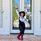 Western Glam Pageant Outfit: 'Let There Be Cowgirls' with Shimmering Black Mystique, Cow Print Accents & Tulle SkirtBy Wholesome Goods Co