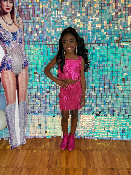 Wholesome Goods Co's Kids BohoLuxe Fringe Set - Handmade Crop Top and Skirt Combo - Available in Multiple Sizes & Vibrant Colors