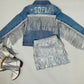 Custom Starlight Fringe Denim Jacket - Tailored Name Embellishment for Girls & Young Adults