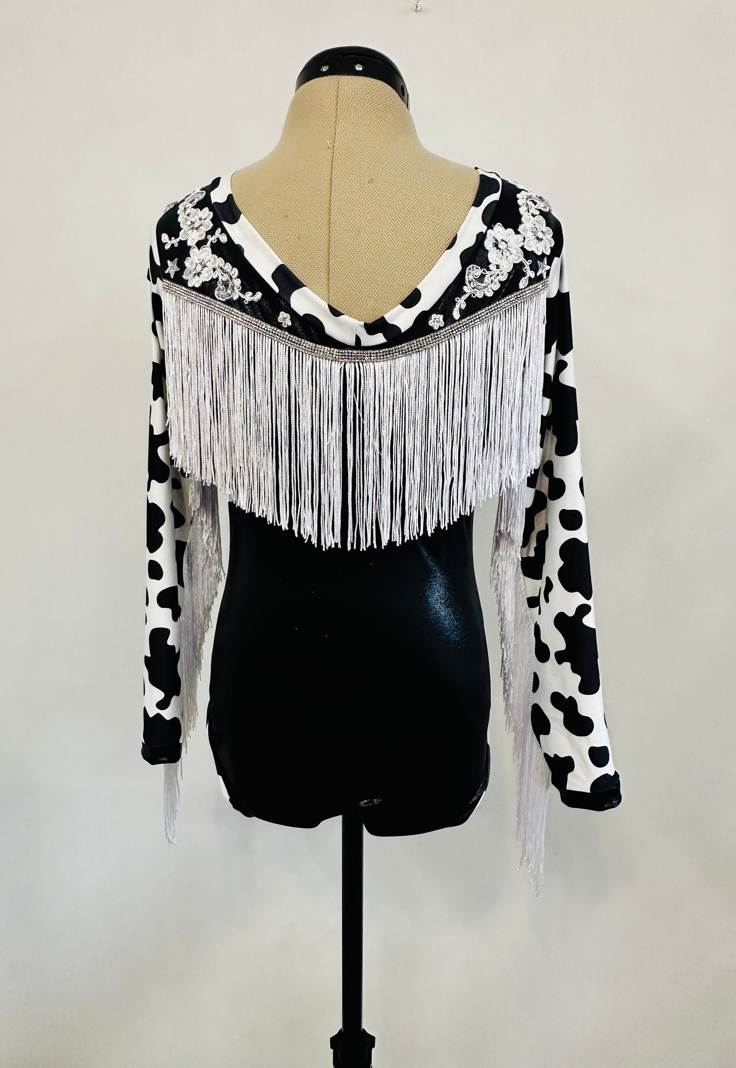 Western Glam Pageant Outfit: 'Let There Be Cowgirls' with Shimmering Black Mystique, Cow Print Accents & Tulle SkirtBy Wholesome Goods Co