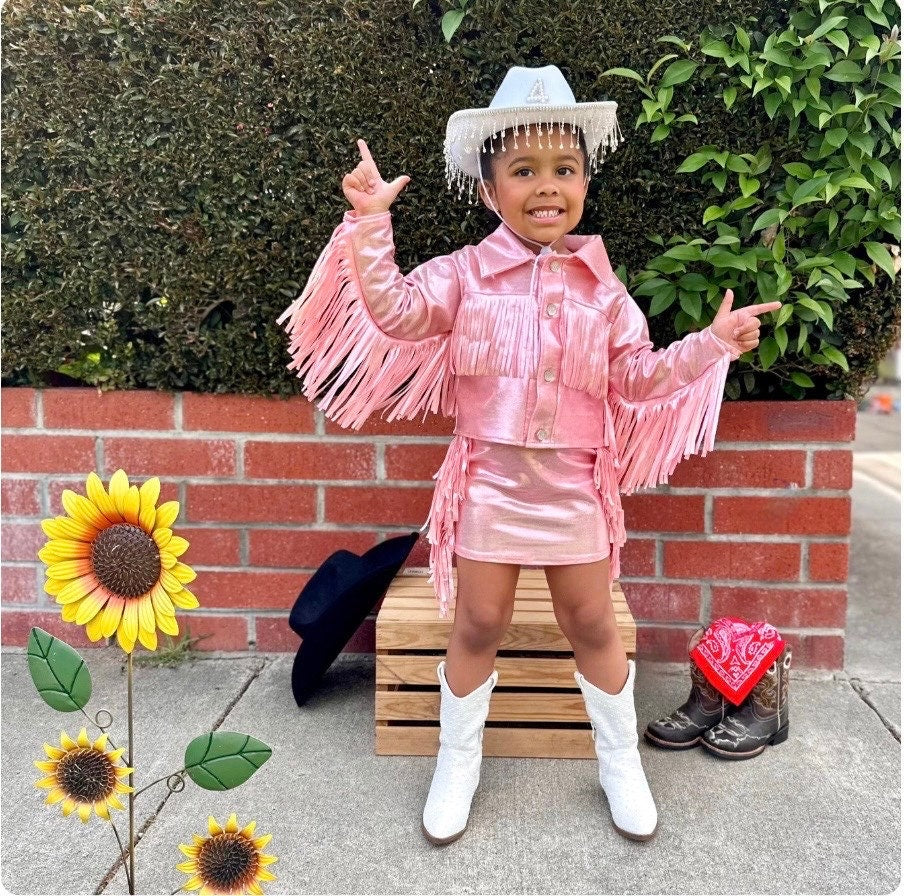 8Cowgirl Couture Fringe Set(InfantJuniors)Matte or Metallic Lycra Mystique|60+ Colors|Boots & Hat Sold Separately. Handmade Wholesome Goods
