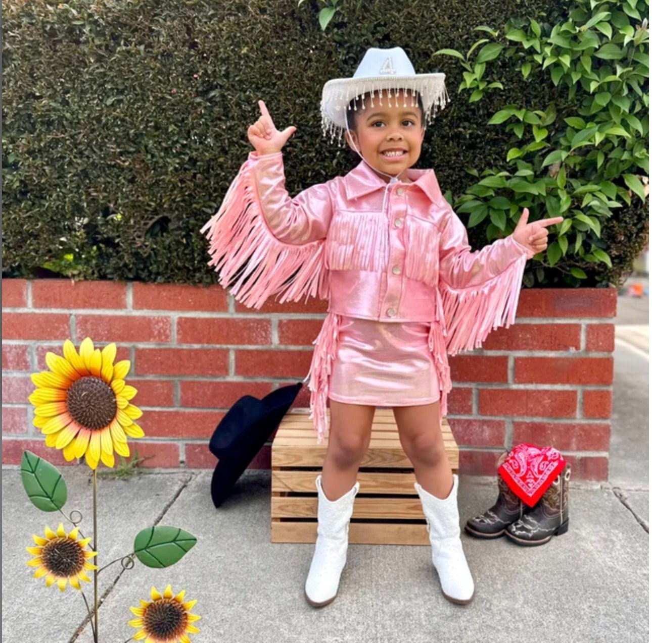 8Cowgirl Couture Fringe Set(InfantJuniors)Matte or Metallic Lycra Mystique|60+ Colors|Boots & Hat Sold Separately. Handmade Wholesome Goods