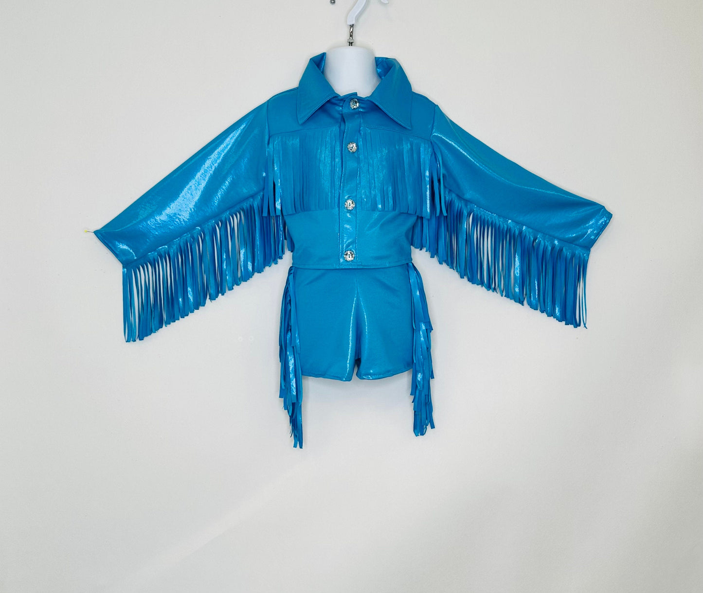 8Cowgirl Couture Fringe Set(InfantJuniors)Matte or Metallic Lycra Mystique|60+ Colors|Boots & Hat Sold Separately. Handmade Wholesome Goods