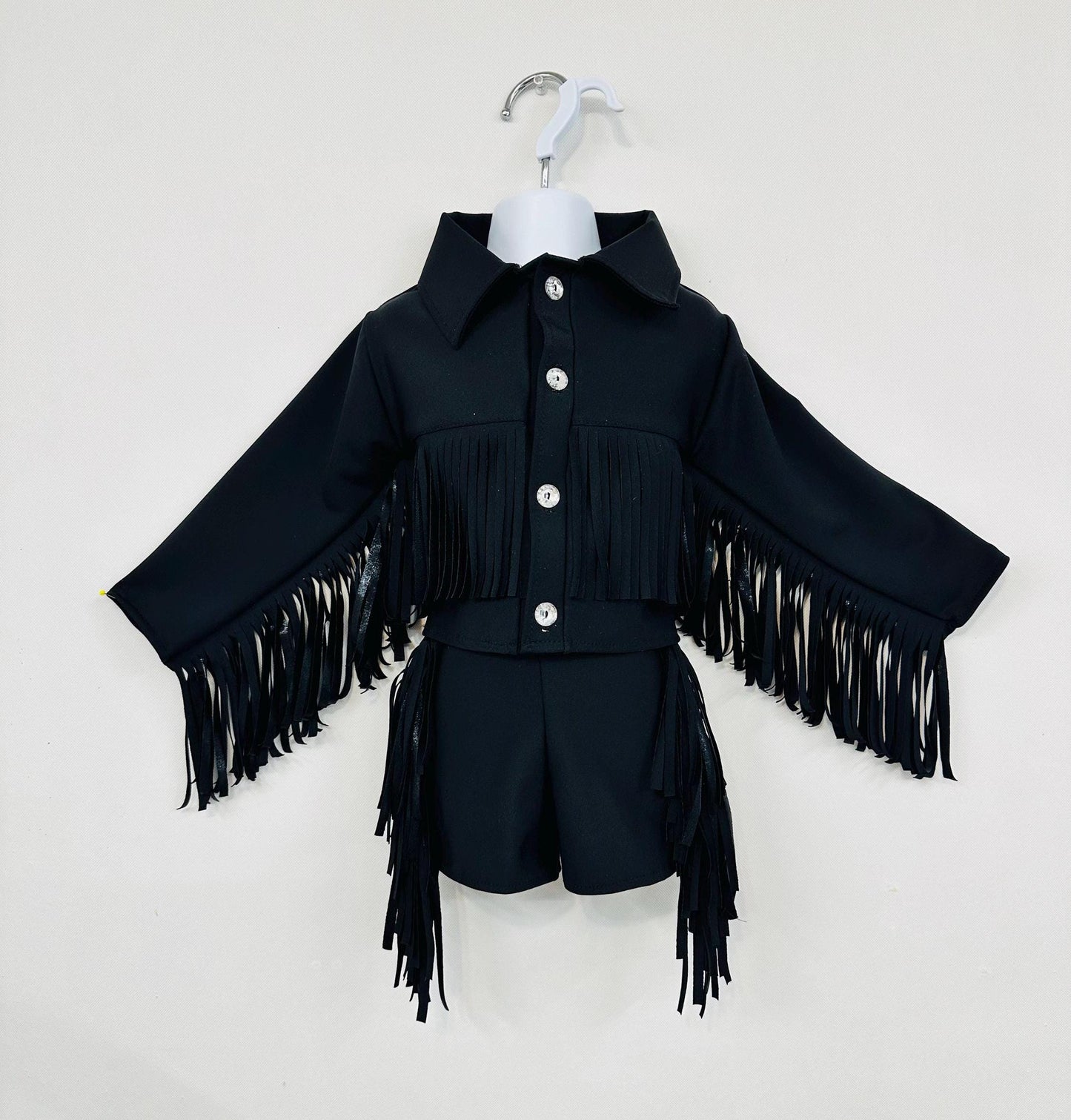 8Cowgirl Couture Fringe Set(InfantJuniors)Matte or Metallic Lycra Mystique|60+ Colors|Boots & Hat Sold Separately. Handmade Wholesome Goods