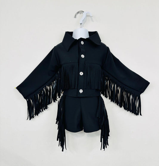 8Cowgirl Couture Fringe Set(InfantJuniors)Matte or Metallic Lycra Mystique|60+ Colors|Boots & Hat Sold Separately. Handmade Wholesome Goods