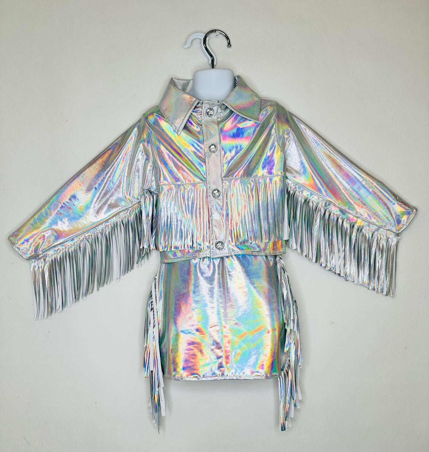 8Cowgirl Couture Fringe Set(InfantJuniors)Matte or Metallic Lycra Mystique|60+ Colors|Boots & Hat Sold Separately. Handmade Wholesome Goods