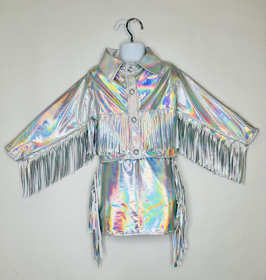 8Cowgirl Couture Fringe Set(InfantJuniors)Matte or Metallic Lycra Mystique|60+ Colors|Boots & Hat Sold Separately. Handmade Wholesome Goods