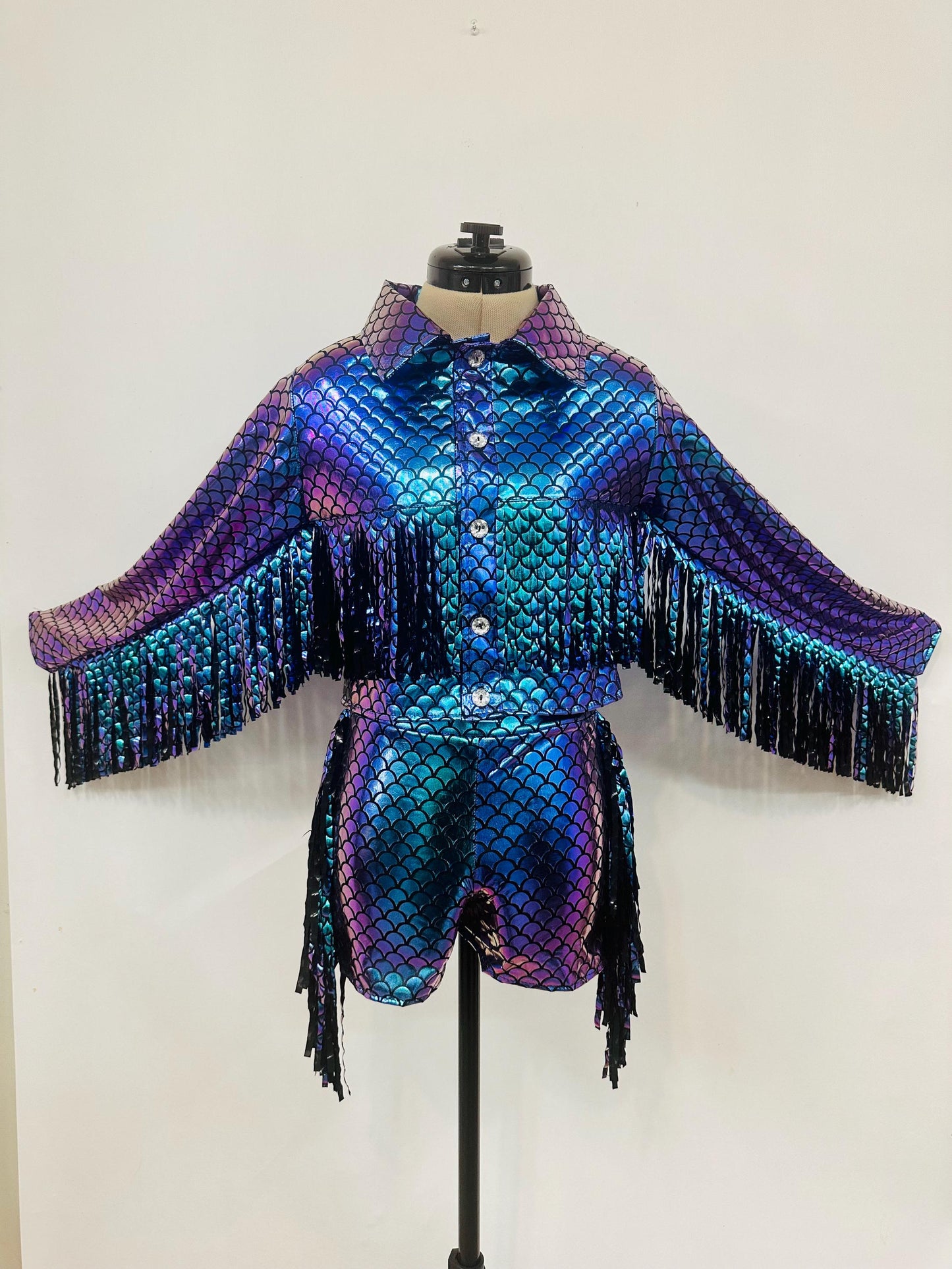 8Cowgirl Couture Fringe Set(InfantJuniors)Matte or Metallic Lycra Mystique|60+ Colors|Boots & Hat Sold Separately. Handmade Wholesome Goods