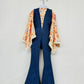 Groove in Style: Kids Denim Printed Lycra Retro Jumpsuit & Vintage Print Exaggerated Bell Sleeves Top (Sold Separately)- Light and Dark Wash