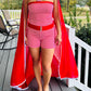 Women's Candy Cane Chic Romper & Cape Set  Adults
