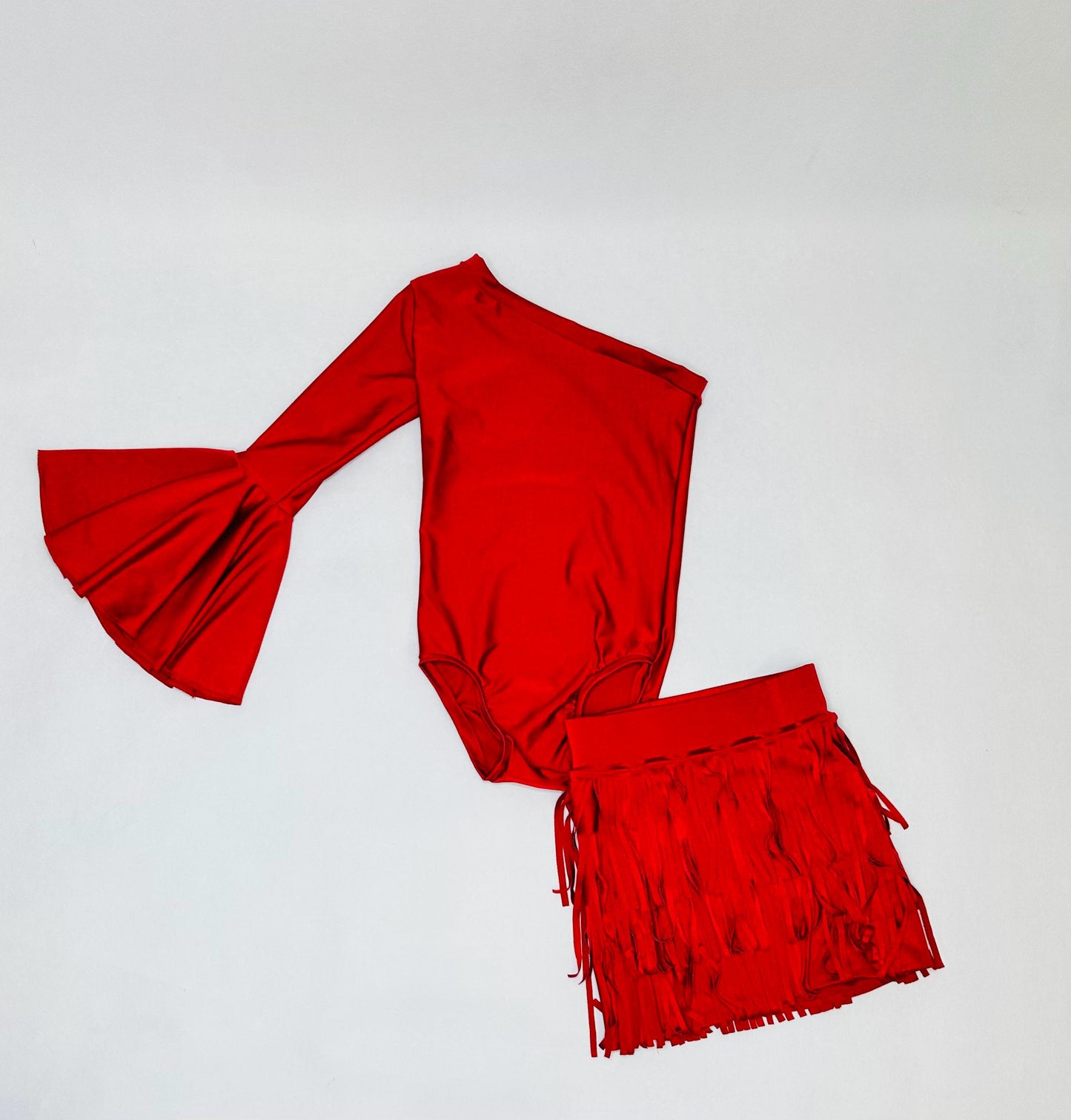 CHOOSE YOUR COLOR(S) Fringe Skirt|One Shoulder Bell Sleeve Leotard (Sold Separately) Girls skirts|fringe skirts|Wholesome Goods