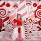 Candy Cane Christmas Jumpsuit for Kids Also Available In Adult Sizes|Detachable Train, Bow Belt, Hair Bow, Wrist Cuffs|Sold Separately