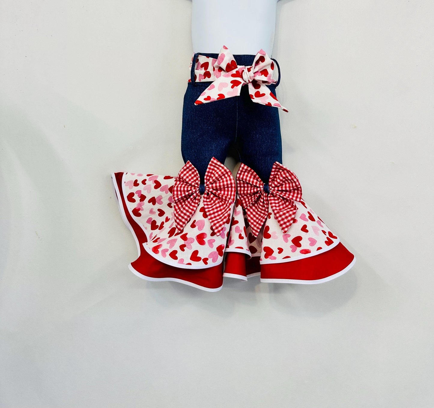 Sweetheart Double Bell Bottoms with Optional Matching Bow & Bandana Belt  Perfect for Valentines Day