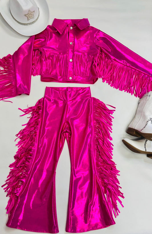 8Cowgirl Couture Fringe Set(InfantJuniors)Matte or Metallic Lycra Mystique|60+ Colors|Boots & Hat Sold Separately. Handmade Wholesome Goods