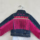 Custom Starlight Fringe Denim Jacket - Tailored Name Embellishment for Girls & Young Adults