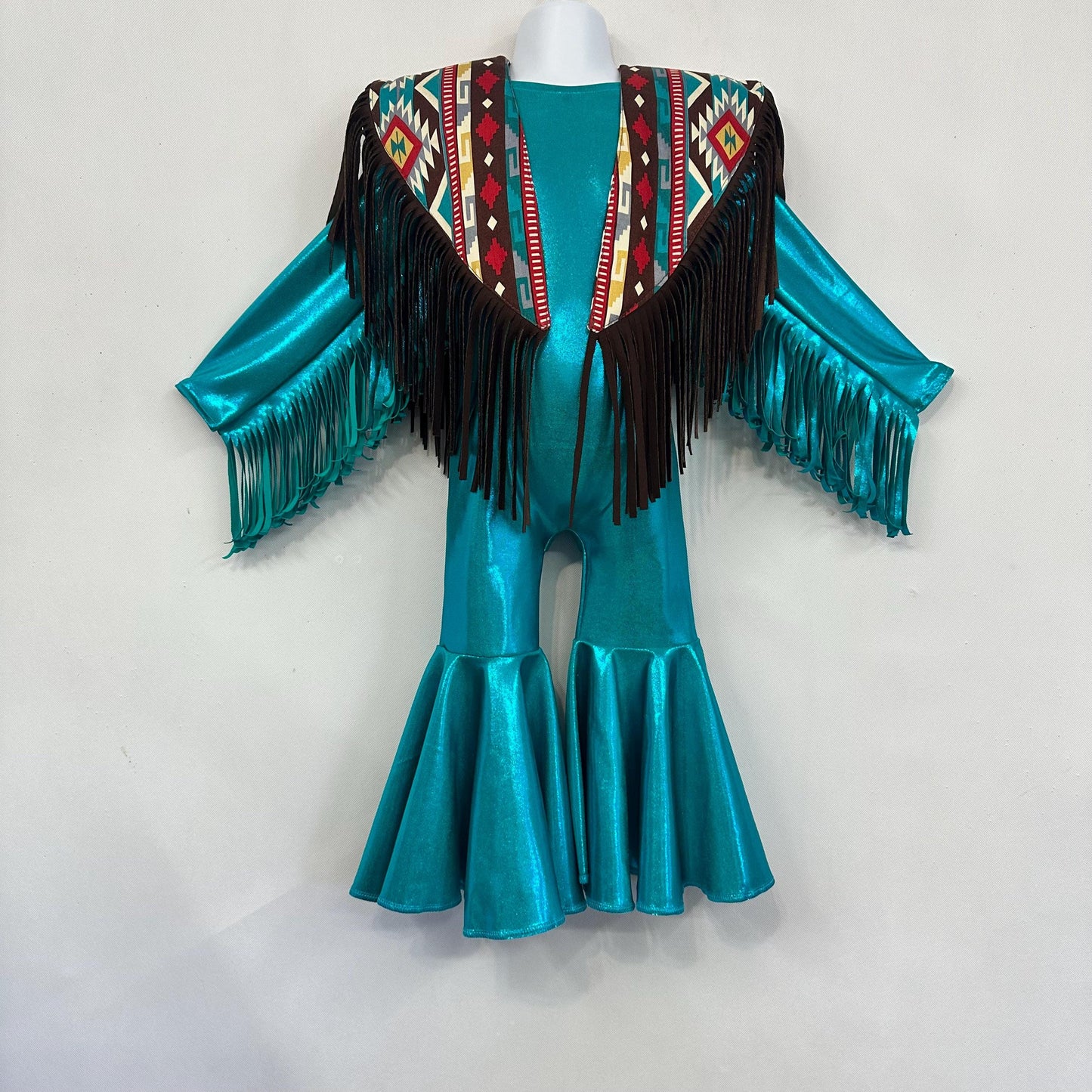 Phoenix Kids Jumpsuit, Fringe Sleeves, Flare Bells - Toddler to Tween Sizes|Pageant Wear|Halloween