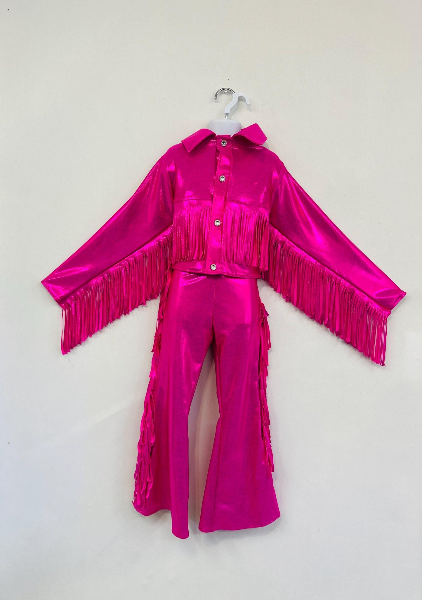 8Cowgirl Couture Fringe Set(InfantJuniors)Matte or Metallic Lycra Mystique|60+ Colors|Boots & Hat Sold Separately. Handmade Wholesome Goods