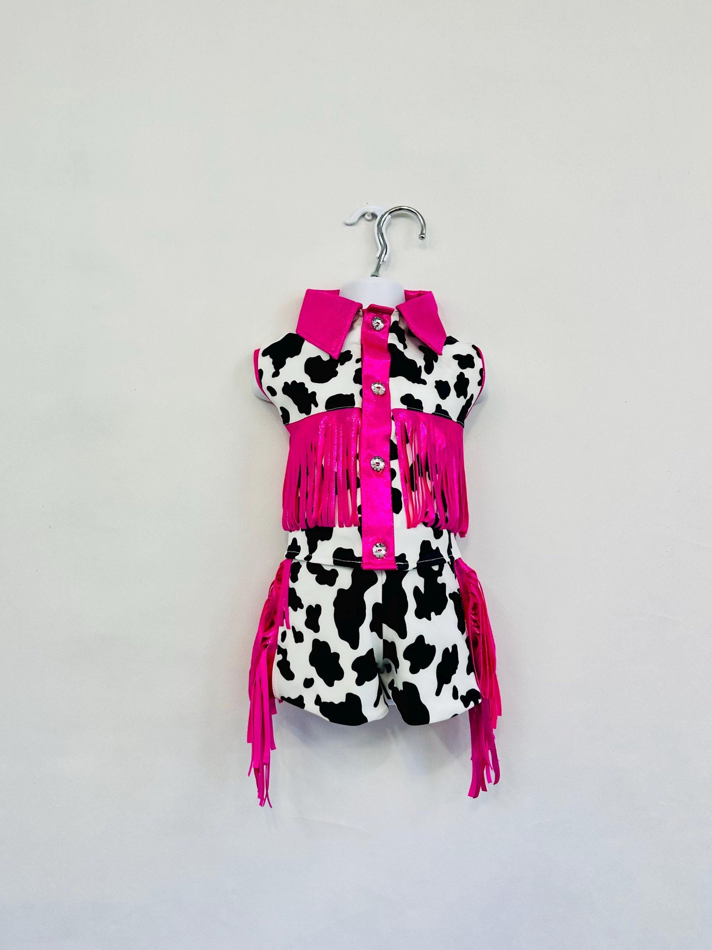 Girls Cow Print Fringe Western Outfit_ Cowgirl Birthday Set (Boots and Hat Sold Separately) |Sizes 0-3M to 20|Rodeo, Pageant, Concert Outfit