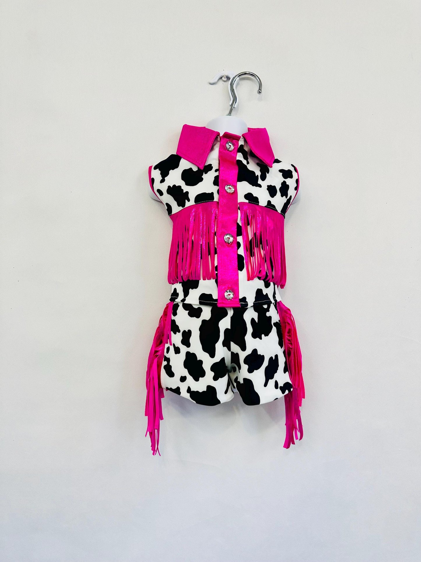 Girls Cow Print Fringe Western Outfit_ Cowgirl Birthday Set (Boots and Hat Sold Separately) |Sizes 0-3M to 20|Rodeo, Pageant, Concert Outfit