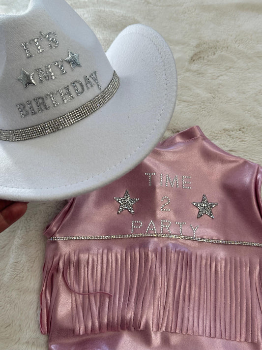 Custom Birthday Cowgirl Fringe Set  Personalized Western Birthday Outfit for Girls | Sizes 0-3M to 20 | Hat & Boots Sold Separately