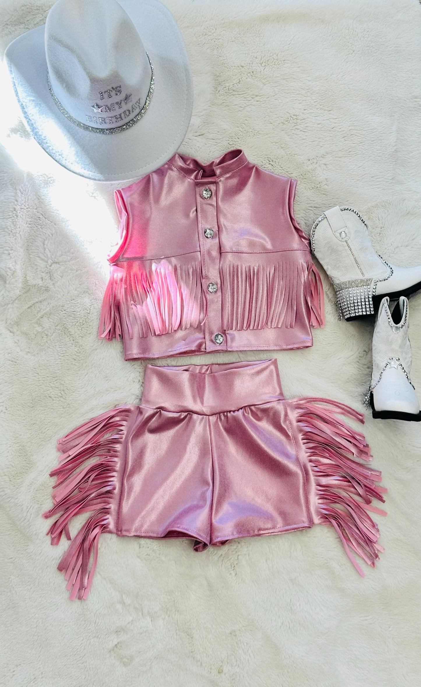 Custom Birthday Cowgirl Fringe Set  Personalized Western Birthday Outfit for Girls | Sizes 0-3M to 20 | Hat & Boots Sold Separately