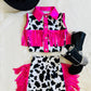 Girls Cow Print Fringe Western Outfit_ Cowgirl Birthday Set (Boots and Hat Sold Separately) |Sizes 0-3M to 20|Rodeo, Pageant, Concert Outfit