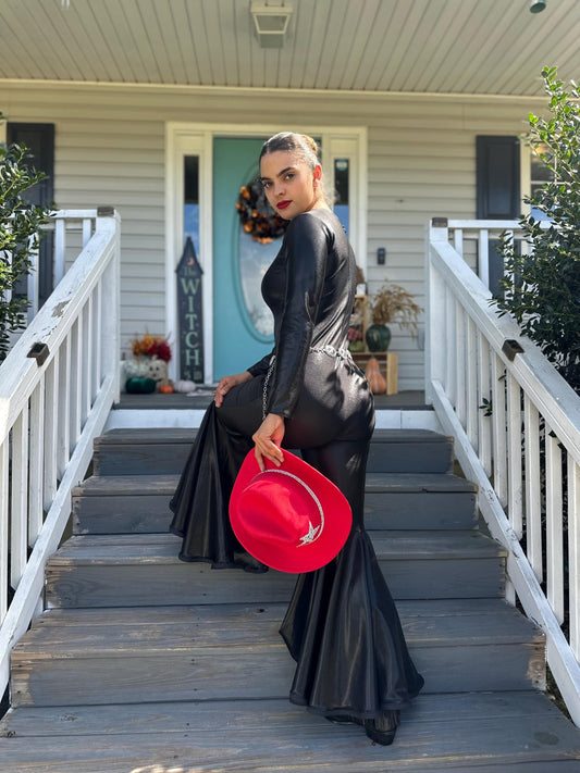 Statement Bell Bottom Jumpsuit | 60+ Colors | Festival Outfit | Cowgirl Western | Pageant | Boho Queen | Adult XSXL | Dancewear