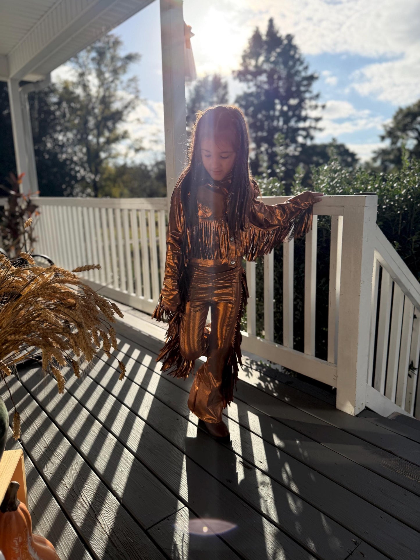 8Cowgirl Couture Fringe Set(InfantJuniors)Matte or Metallic Lycra Mystique|60+ Colors|Boots & Hat Sold Separately. Handmade Wholesome Goods