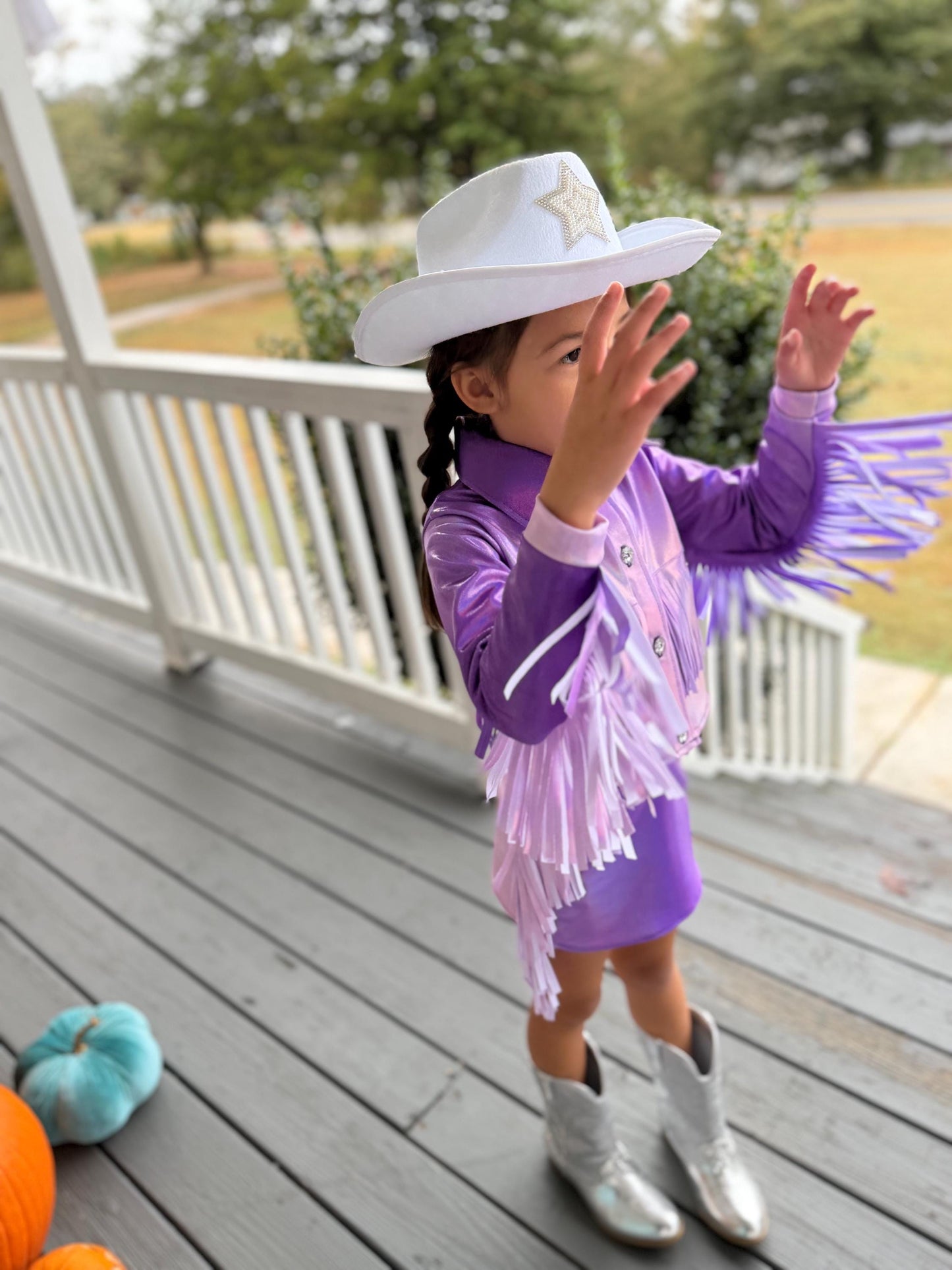 8Cowgirl Couture Fringe Set(InfantJuniors)Matte or Metallic Lycra Mystique|60+ Colors|Boots & Hat Sold Separately. Handmade Wholesome Goods