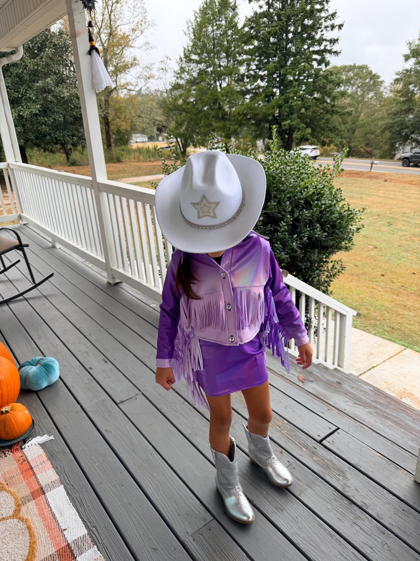 8Cowgirl Couture Fringe Set(InfantJuniors)Matte or Metallic Lycra Mystique|60+ Colors|Boots & Hat Sold Separately. Handmade Wholesome Goods