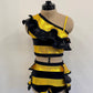 Queen Bee - Metallic Gold Ruffle Dance Set | One Shoulder Crop Top & Shorts | Pageant Outfit | Custom Competition Costume Handmade in USA