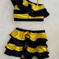 Queen Bee - Metallic Gold Ruffle Dance Set | One Shoulder Crop Top & Shorts | Pageant Outfit | Custom Competition Costume Handmade in USA