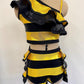 Queen Bee - Metallic Gold Ruffle Dance Set | One Shoulder Crop Top & Shorts | Pageant Outfit | Custom Competition Costume Handmade in USA