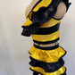 Queen Bee - Metallic Gold Ruffle Dance Set | One Shoulder Crop Top & Shorts | Pageant Outfit | Custom Competition Costume Handmade in USA