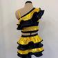 Queen Bee - Metallic Gold Ruffle Dance Set | One Shoulder Crop Top & Shorts | Pageant Outfit | Custom Competition Costume Handmade in USA