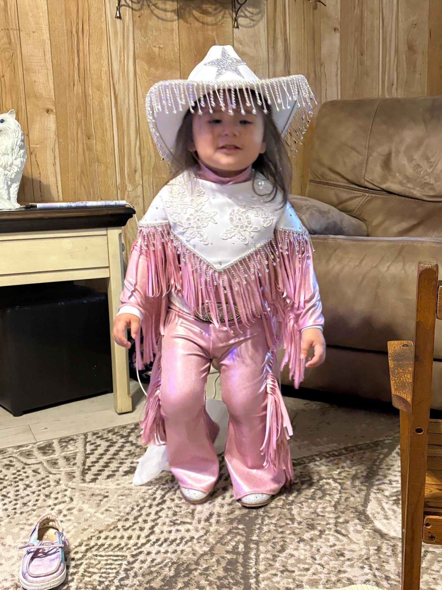The Glitter Trail Cowgirl Costume  Pink Fringe Western Dance Outfit  Rhinestone Rodeo Costume for Girls  Pageant & Competition Wear