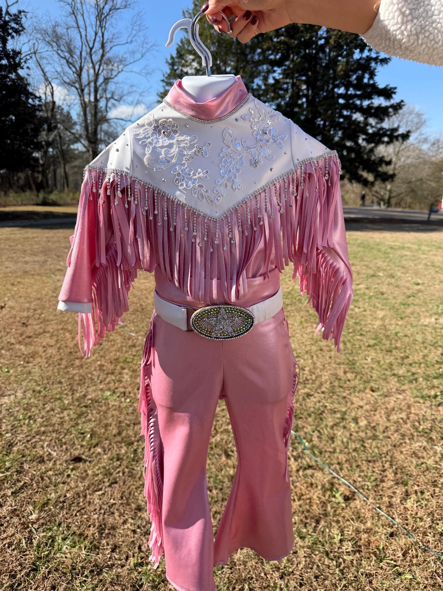 The Glitter Trail Cowgirl Costume  Pink Fringe Western Dance Outfit  Rhinestone Rodeo Costume for Girls  Pageant & Competition Wear