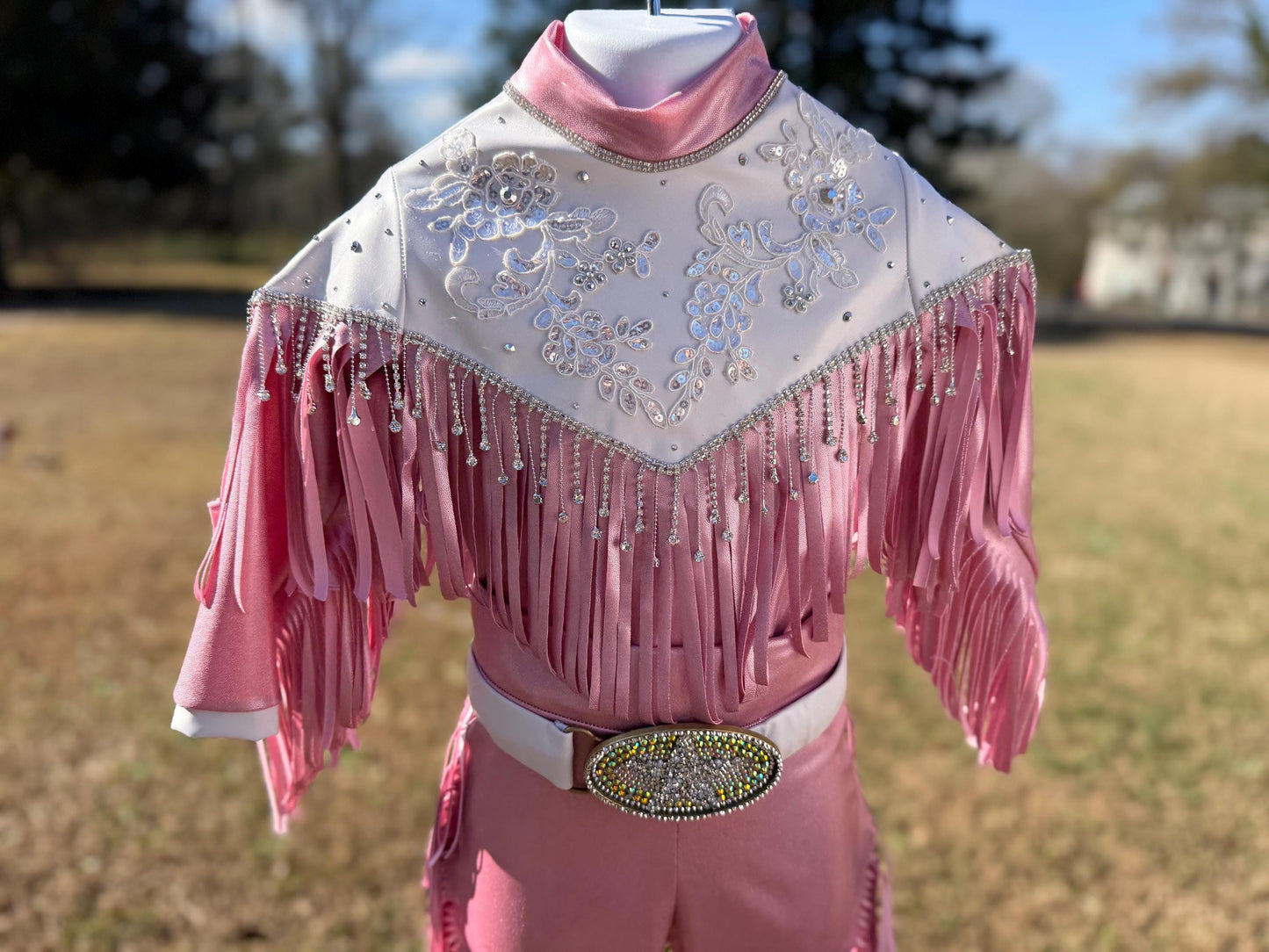 The Glitter Trail Cowgirl Costume  Pink Fringe Western Dance Outfit  Rhinestone Rodeo Costume for Girls  Pageant & Competition Wear