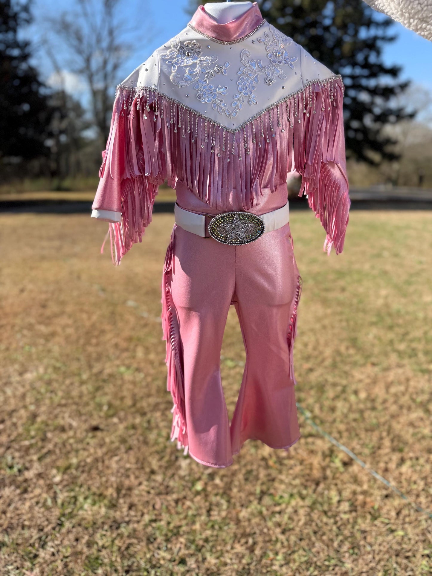 The Glitter Trail Cowgirl Costume  Pink Fringe Western Dance Outfit  Rhinestone Rodeo Costume for Girls  Pageant & Competition Wear
