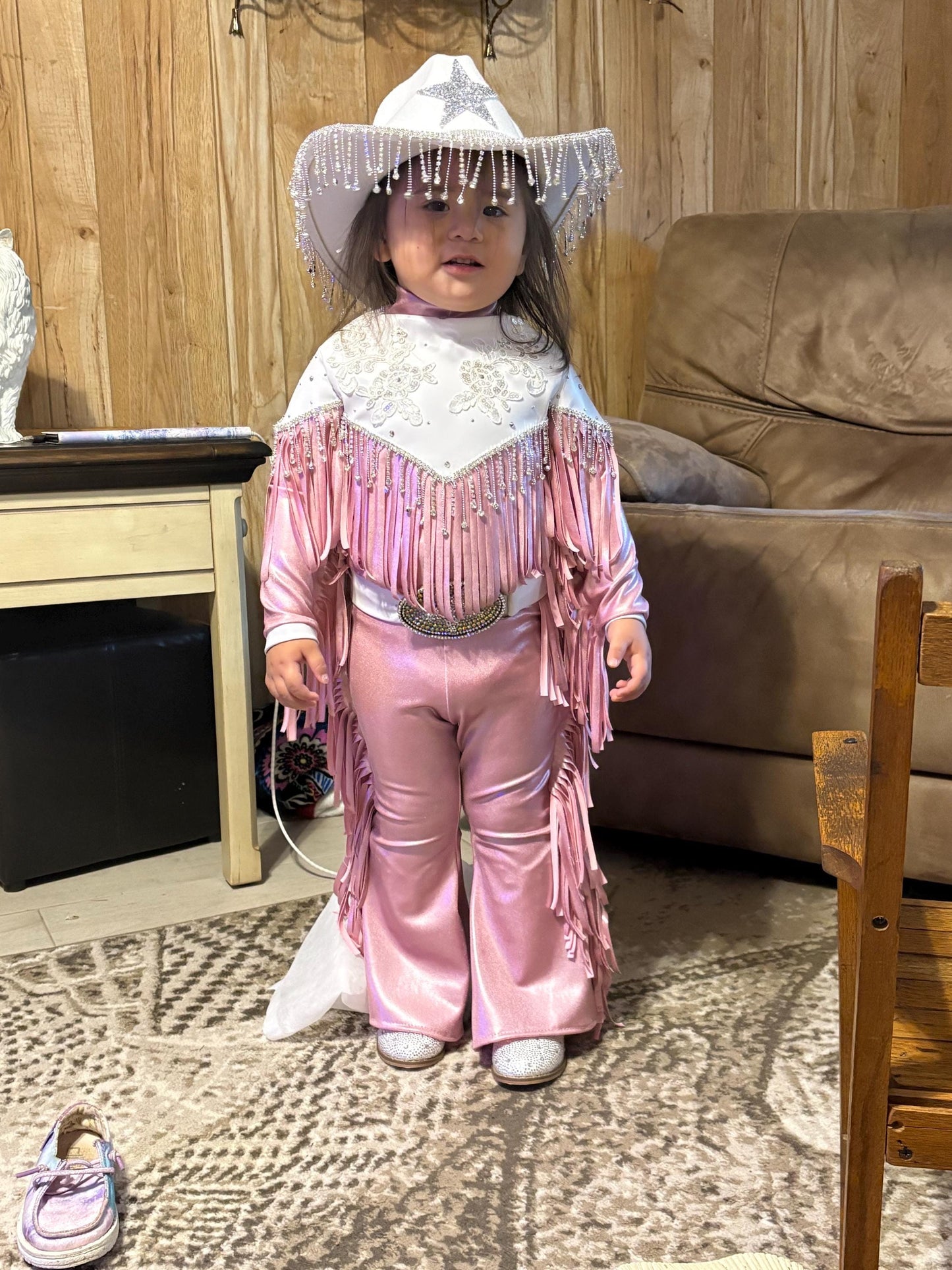 The Glitter Trail Cowgirl Costume  Pink Fringe Western Dance Outfit  Rhinestone Rodeo Costume for Girls  Pageant & Competition Wear