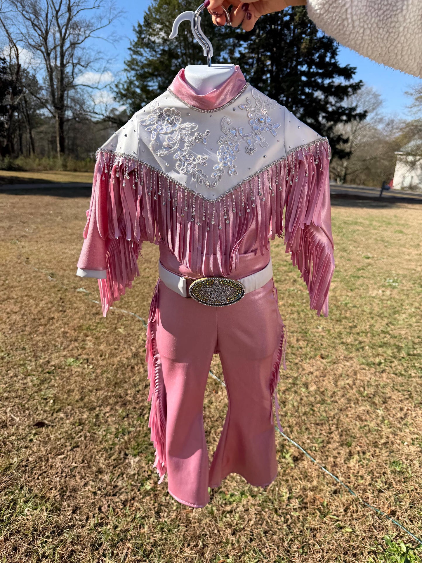 The Glitter Trail Cowgirl Costume  Pink Fringe Western Dance Outfit  Rhinestone Rodeo Costume for Girls  Pageant & Competition Wear