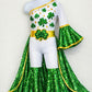 Lucky Charm Royale Shamrock Jumpsuit with Sequin Bell Bottoms & Train