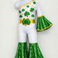 Lucky Charm Royale Shamrock Jumpsuit with Sequin Bell Bottoms & Train