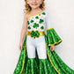 Lucky Charm Royale Shamrock Jumpsuit with Sequin Bell Bottoms & Train