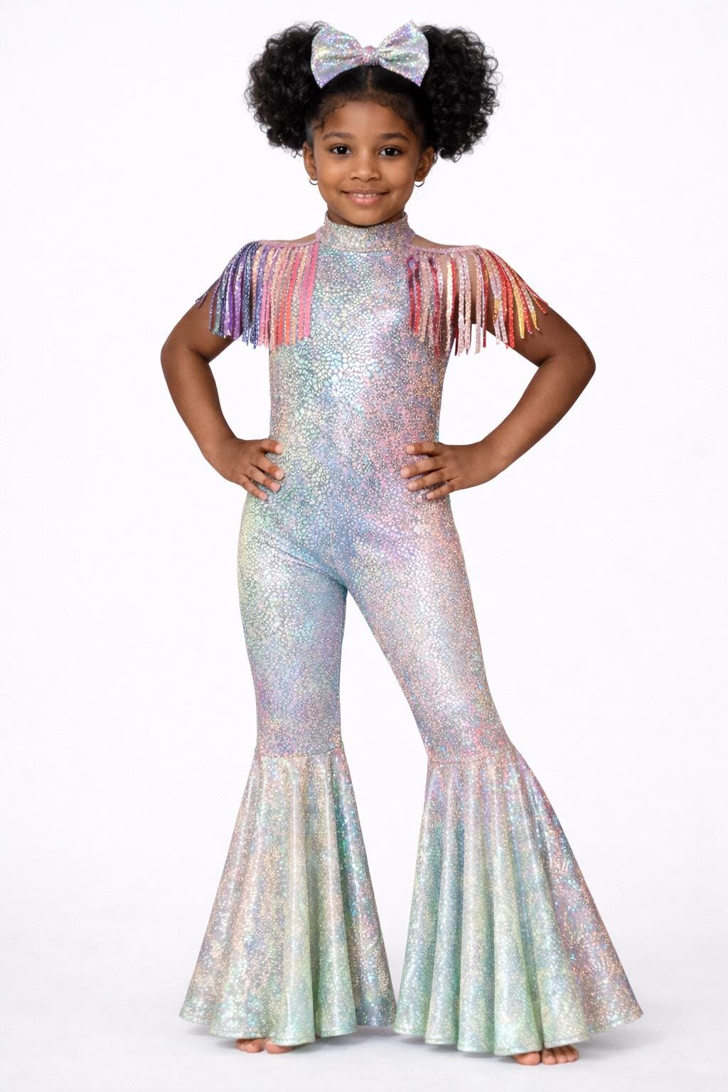 Fringe Rockstar Jumpsuit - Shoulder Fringe Halter Neck Design - Kids and Juniors Sizes - Choose Your Colors & Sizes by Wholesome Goods Co