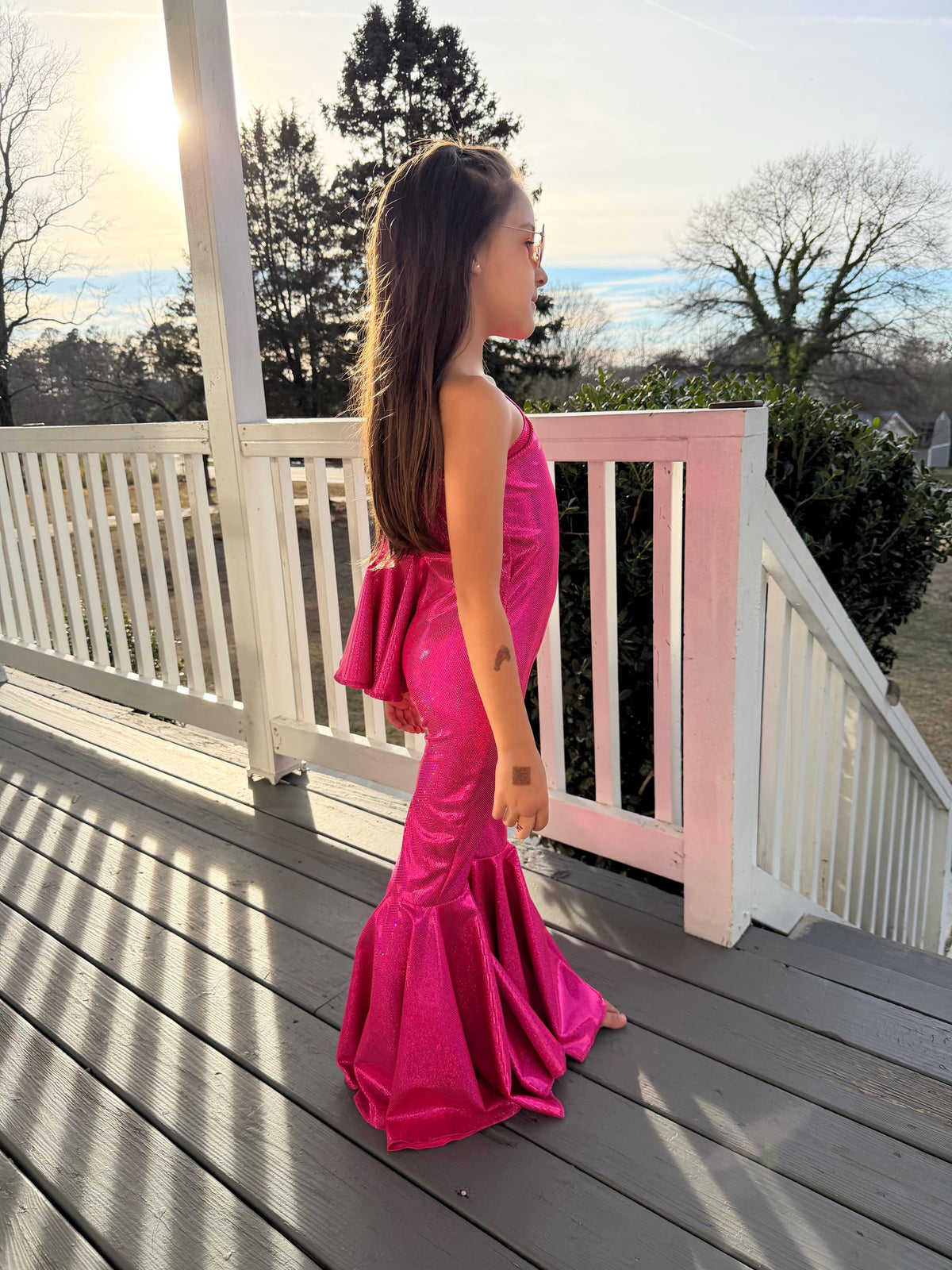 Dancing Queen One-Shoulder Jumpsuit|Metallic BellBottom Dance Outfit|Girls Disco Costume|Birthday Pageant Stage Wear|Custom Colors&Sizes